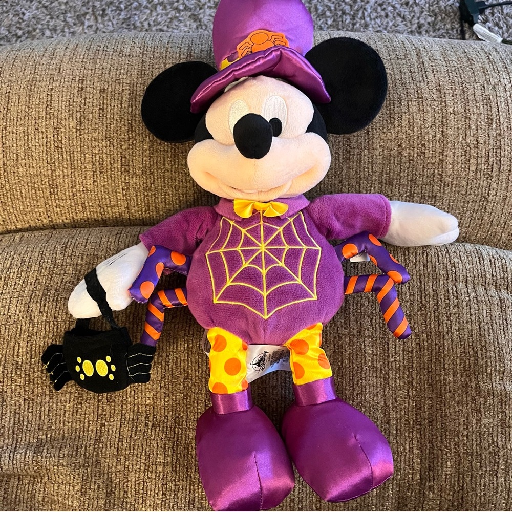 Disney Store Mickey Mouse Spider Costume Halloween 16" Plush Stuffed Animal Toy